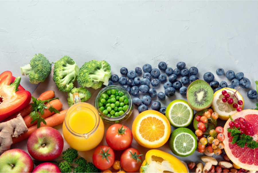 Colorful food high in Vitamin C